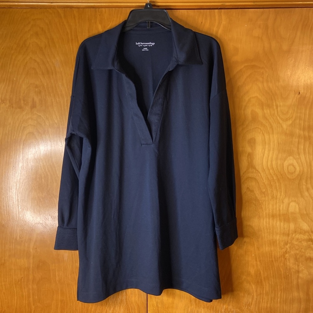 Soft Surroundings Charcoal Long Sleeve Shirt. Size L - Picture 3 of 11
